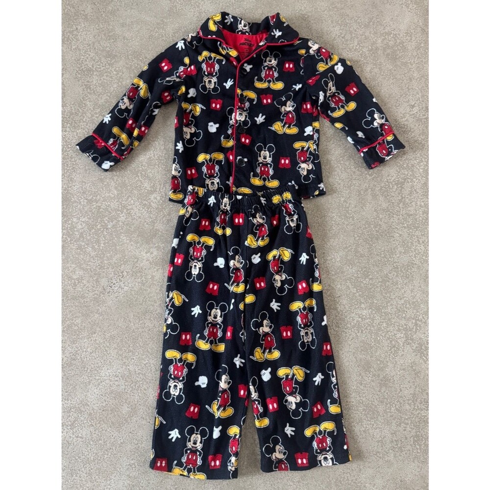 Disney Mickey Mouse Pajama Set 2T Toddler Boys Girls Flame Resistant Sleepwear
